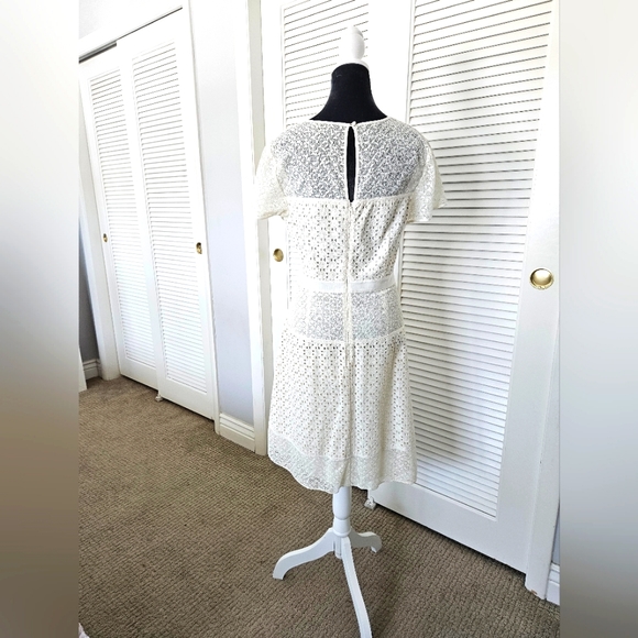 Banana Republic Eyeley Ivory Cream Off White Fit & Flare Lined Summer Dress  10 - Picture 5 of 6